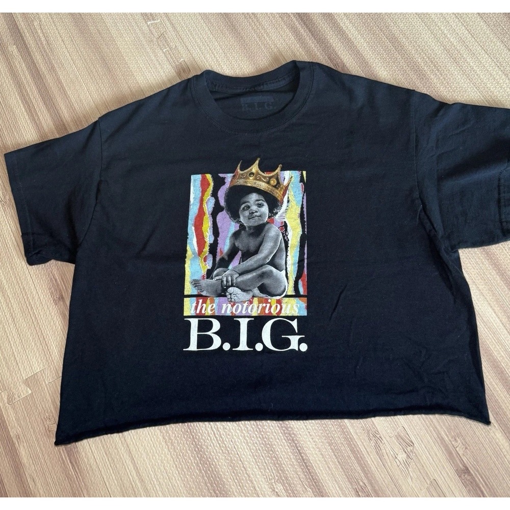 The Nortorious B.I.G. crop top Shirt-Black-Womens Size Large